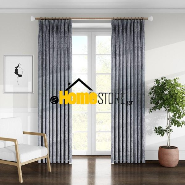 Κουρτίνα Ημιδάφανη Λινό Μέτριας Σκίασης Με Τρέσα 280Χ280 Γκρί Σκούρο