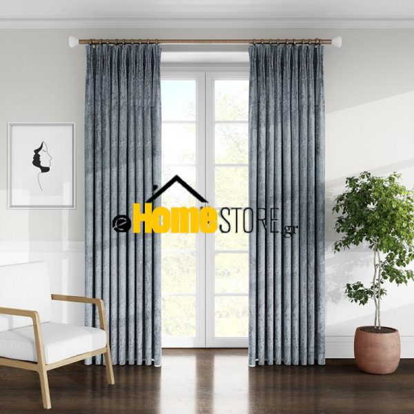 Κουρτίνα Ημιδάφανη Λινό Μέτριας Σκίασης Με Τρέσα 280Χ280 Πετρόλ