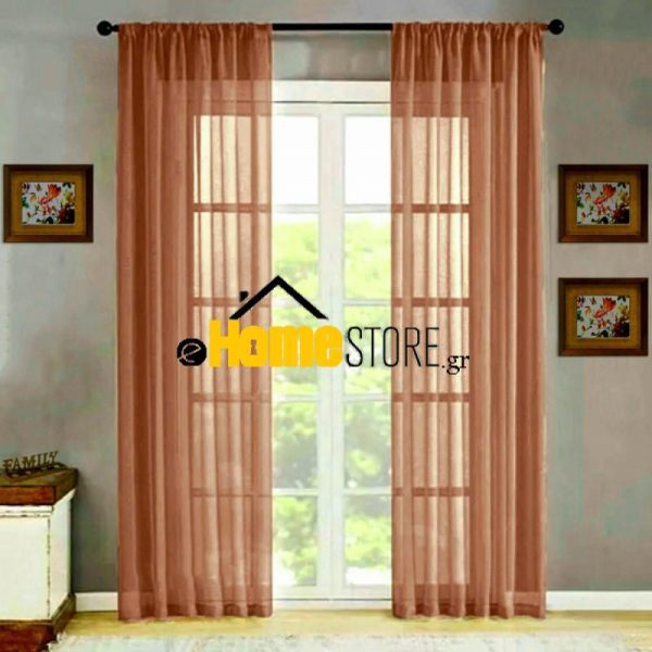 Κουρτίνα Τούλι Έτοιμη Με Τρέσα 280Χ300 Σάπιο Μήλο