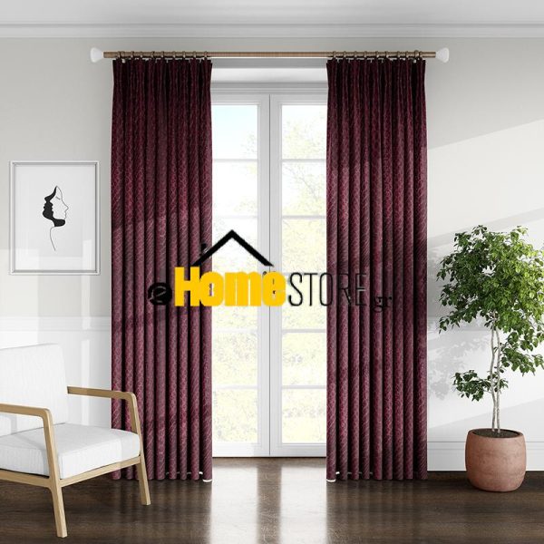 Κουρτίνα Δαντέλα Έτοιμη Με Τρέσα 270Χ280 Μώβ