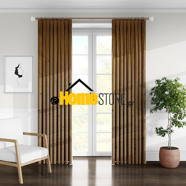 Κουρτίνα 80% Σκίασης Λινό Με Τρέσα 270Χ280 Καφέ