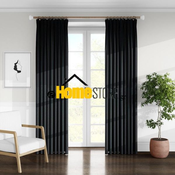 Κουρτίνα Δαντέλα Έτοιμη Με Τρέσα 280Χ280 Μαύρο