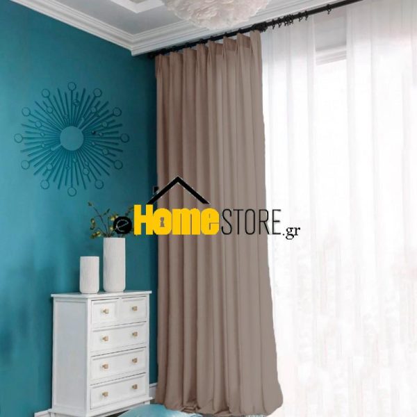Έτοιμη κουρτίνα με κρίκους για πλήρη σκίαση 270X280