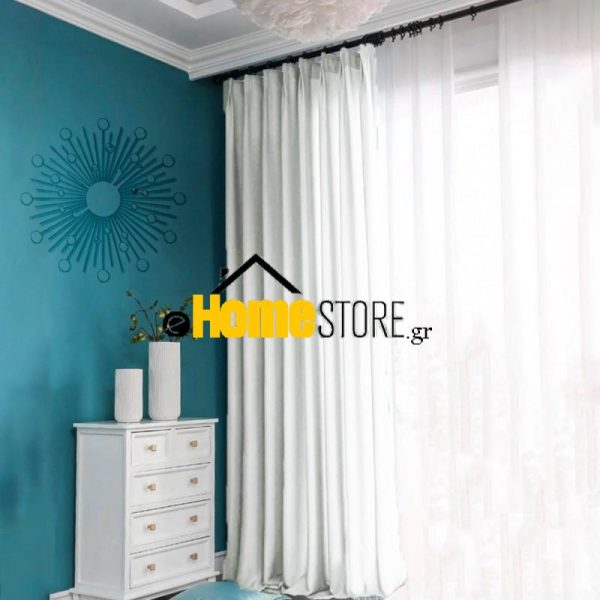 Κουρτίνα Έτοιμη Με Τρέσα Μέτριας Σκίασης 280Χ300 Λευκό