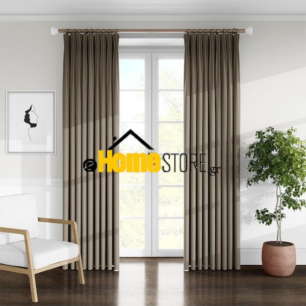 Κουρτίνα Σκίασης Με Τρέσα Blackout 270x280cm Μόκα