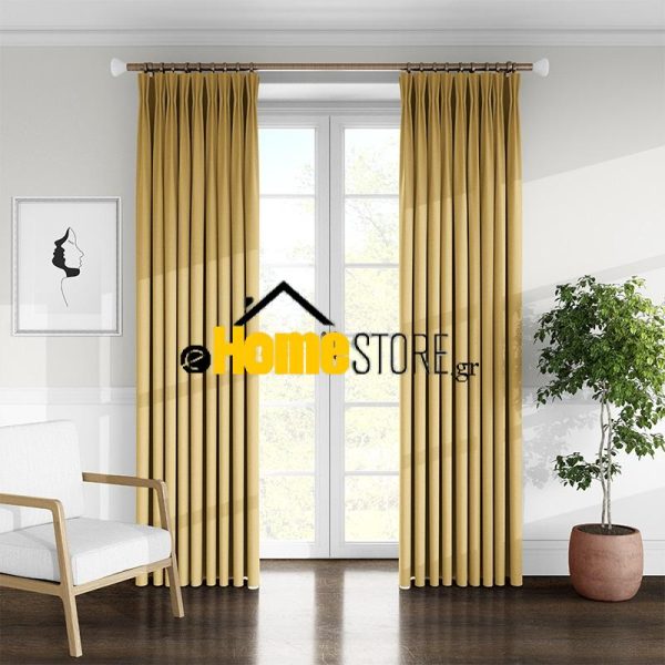 Κουρτίνα Saten Blackout Με Τρέσα 2021 270Χ280 Κίτρινο