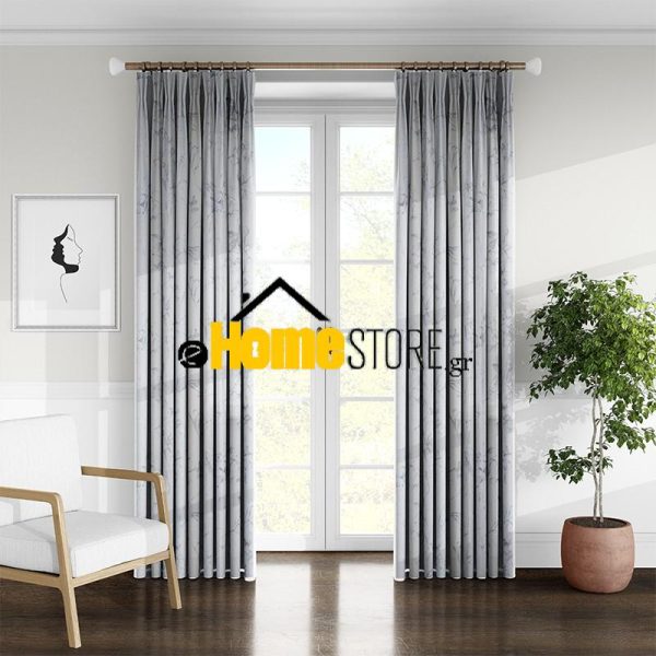 Κουρτίνα Λινό Ημιδιάφανο Με Τρέσα 270Χ280cm Μπλέ