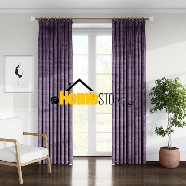 Κουρτίνα Ημιδιάφανη Λινό Μέτριας Σκίασης Με Τρέσα 2021 270Χ280 Μώβ