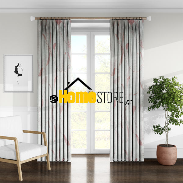 Κουρτίνα Λινό Ημιδιάφανο Με Τρέσα 270Χ280cm Ρόζ