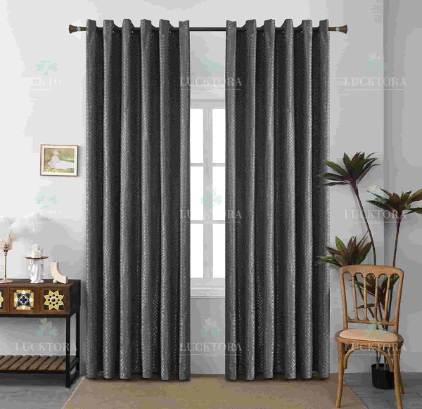 Έτοιμη κουρτίνα με κρίκους πλήρης σκίασης - Σκούρο γκρι