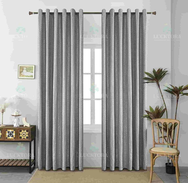 Έτοιμη κουρτίνα με κρίκους πλήρης σκίασης - Γκρι