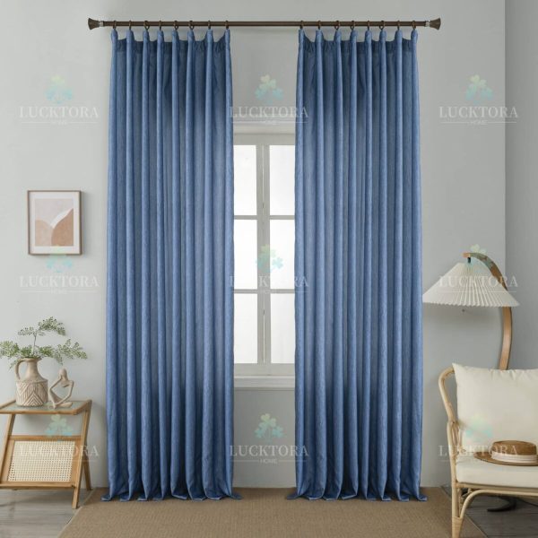 Έτοιμη κουρτίνα με τρέσα μπλε - Πλήρης σκίασης