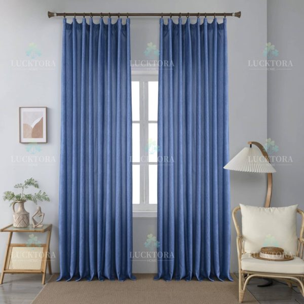 Έτοιμη κουρτίνα με τρέσα σκούρο μπλε - Πλήρης σκίασης