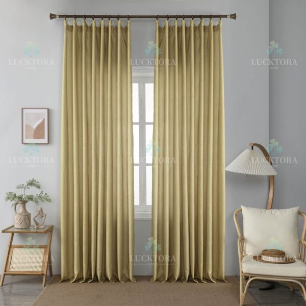 Έτοιμη κουρτίνα με τρέσα κίτρινη - Πλήρης σκίασης