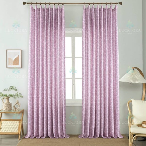 Έτοιμη κουρτίνα με τρέσα ροζ - Πλήρης σκίασης