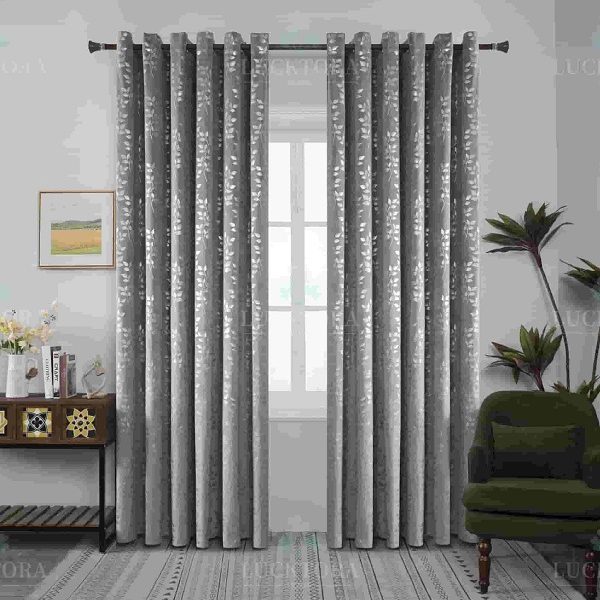 Έτοιμη κουρτίνα με κρίκους πλήρης σκίασης - Γκρι