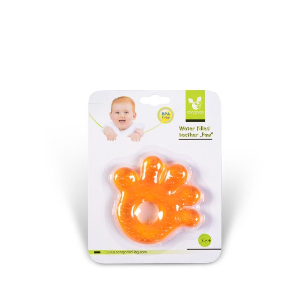 Water filled teether Paw Orange - T1205