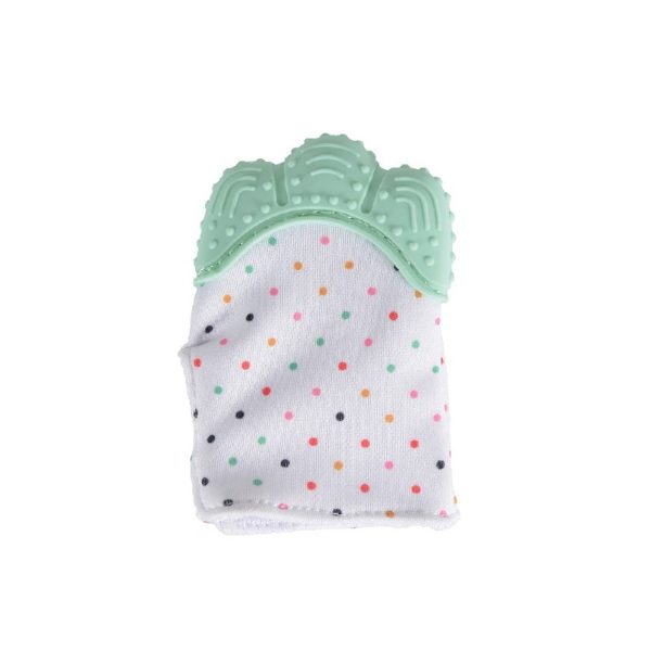 Baby Silicone teething mitten glove Olive mint