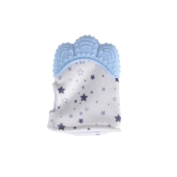 Baby Silicone teething mitten glove Olive blue