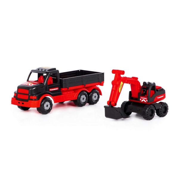 Polesie 95923 Mammoet Torpedo drop-side truck with excavator