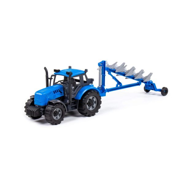 Polesie 91291 PROGRESS friction powered plough tractor, blue