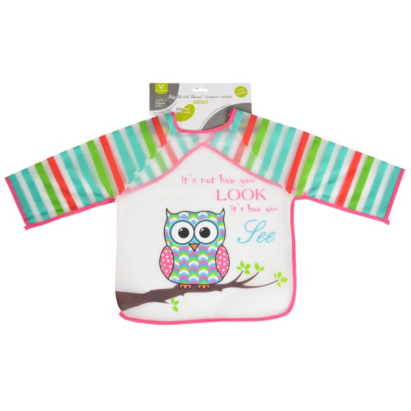 Baby Bib with sleeve Messy pink 1008