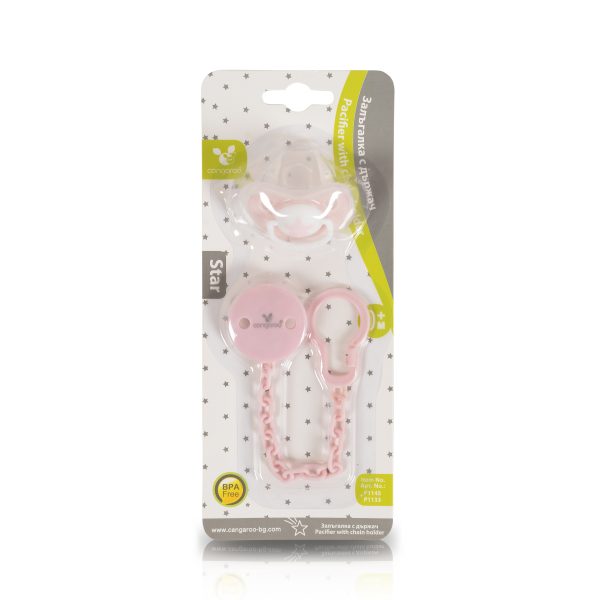 Pacifier with holder Star pink