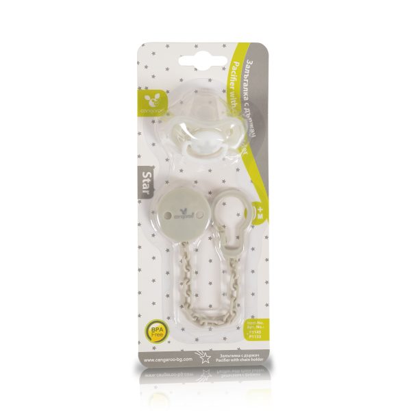 Pacifier with holder Star gray