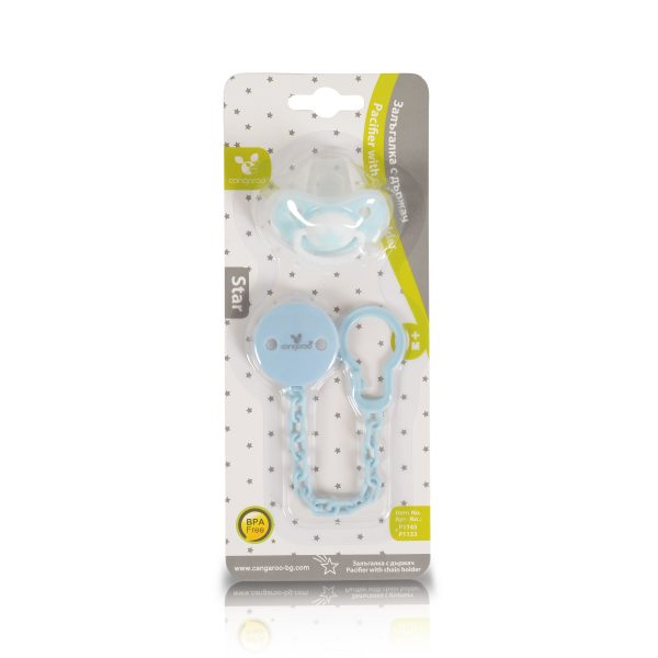 Pacifier with holder Star blue