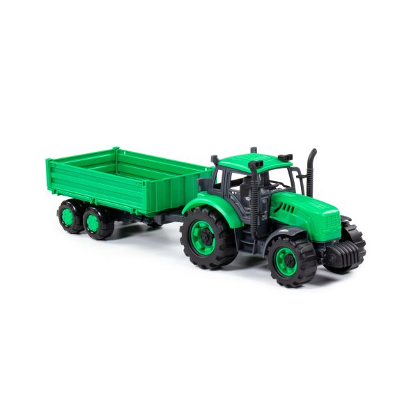 Polesie 91260 PROGRESS friction powered drop-side trailer tractor, green