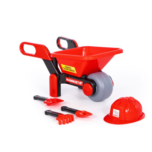 Polesie 95916 Mammoet wheelbarrow with helmet and 3 tools