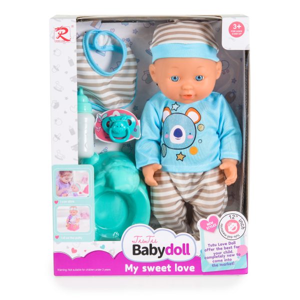 12`` Doll with potty and pacifier Grey 6812