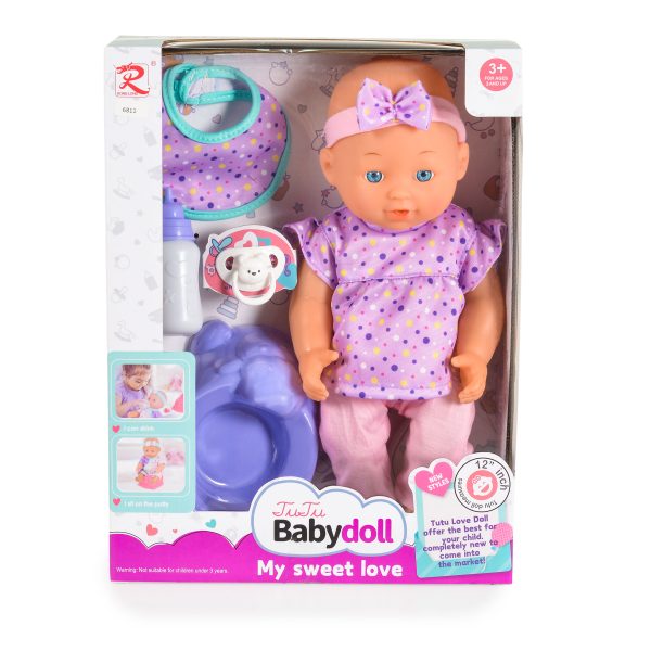 31cm Doll with potty and pacifier Purple 6811