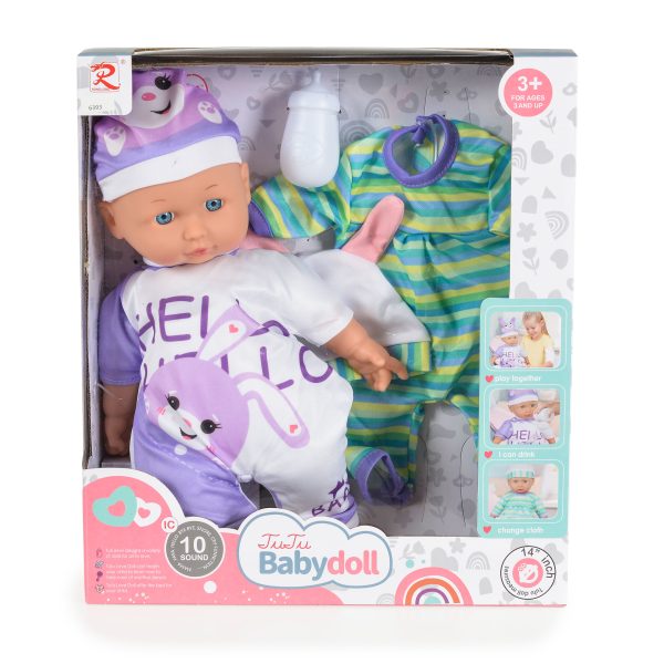 36cm Doll with stuffed body and additional clothes 6393