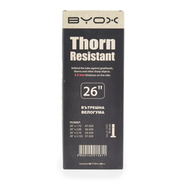 BYOX Thorn proof anti puncture butyl tube 26“*1.75/2.125 ; A/V 40mm