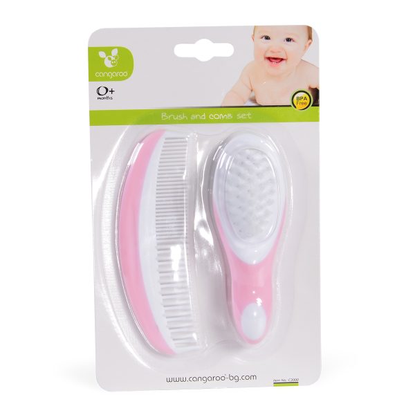 Comb and brush set pink C2000