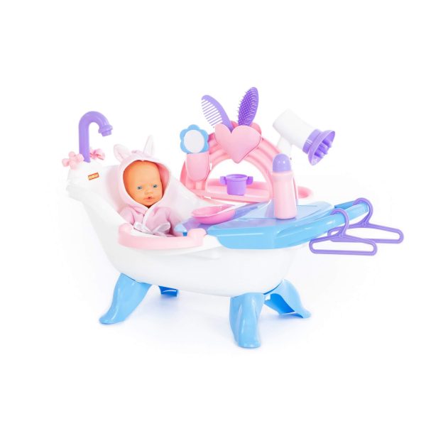 Polesie 47243 Doll`s bath set with baby doll