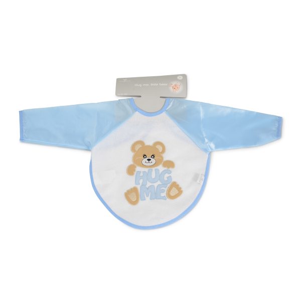 Baby bib with sleeves HUG ME, LITTLE BEAR blue 7666