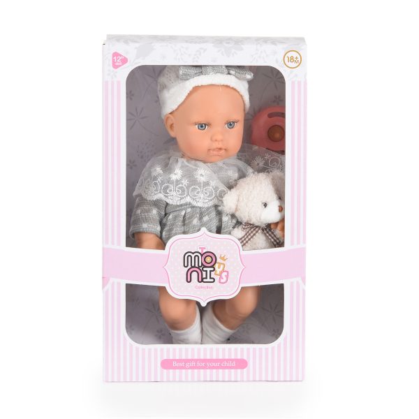 30cm Doll Bear & Baby gray Dress - 1255-11