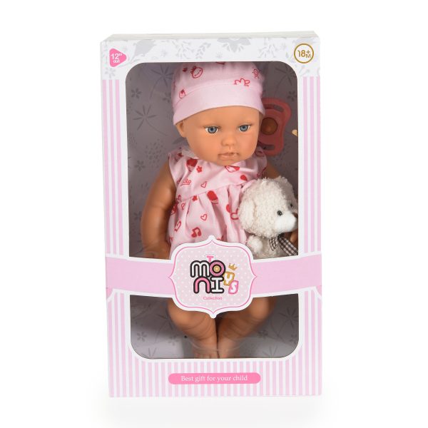 30cm Doll Bear & Baby pink dress - LS1255-7