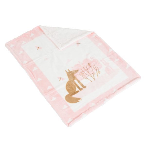 Baby blanket with sherpa 80x110 cm Little friends pink