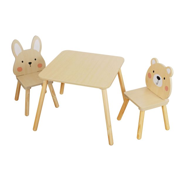 Wooden Table and 2 chairs - W08G410