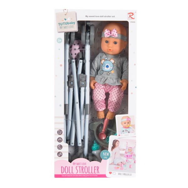 31cm doll with stroller and feeding set - 85868