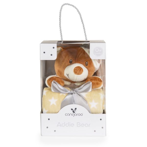 Baby Blanket 90/75 cm with stuffed toy Addie Bear beige