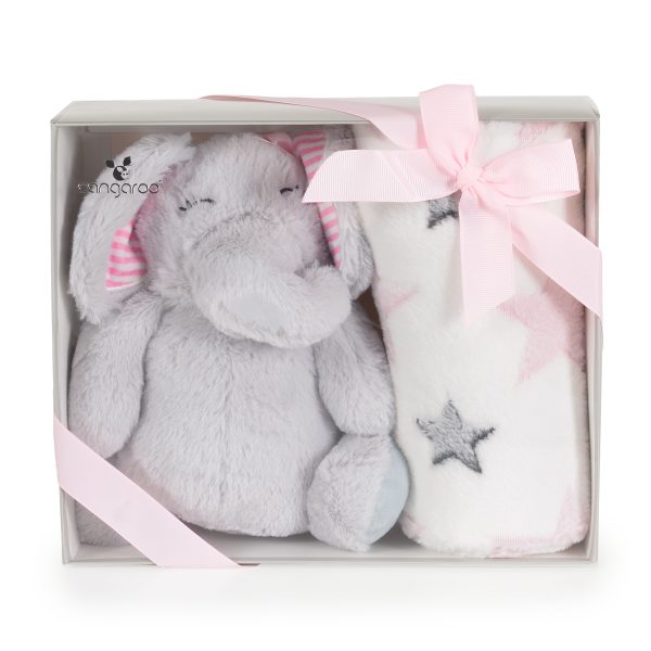 Baby blanket 90/75 cm with toy Elephant pink