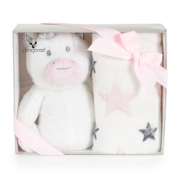 Baby Blanket 90/75 cm with toy Unicorn stars