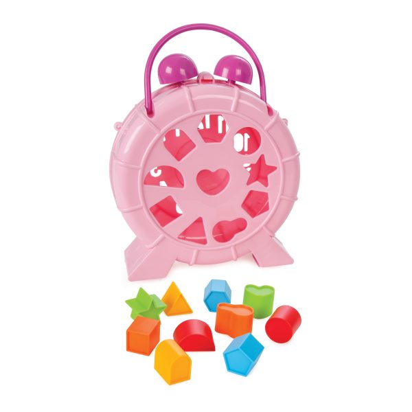 Shape Sorting Blocks and Clock pink 03340
