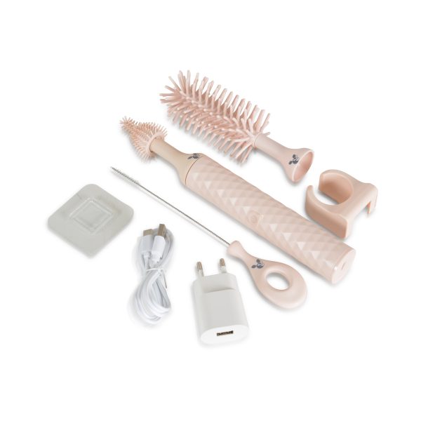 Electric wireless baby bottle and teat brush pink