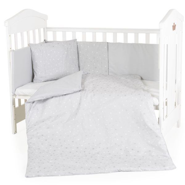 Baby bedding set 6 psc. 120/60 NOOK Grey stars