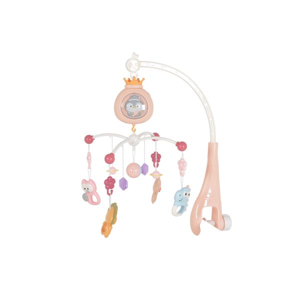 Baby bed bell Penguin with white noise pink